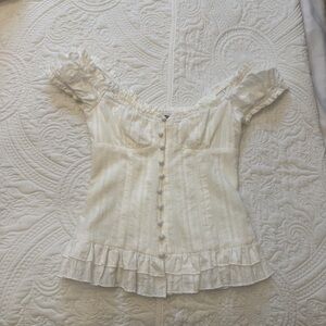 Princess Polly White Ruffled Women's Top